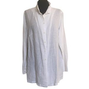 FLAX White Linen Long Sleeve Blouse